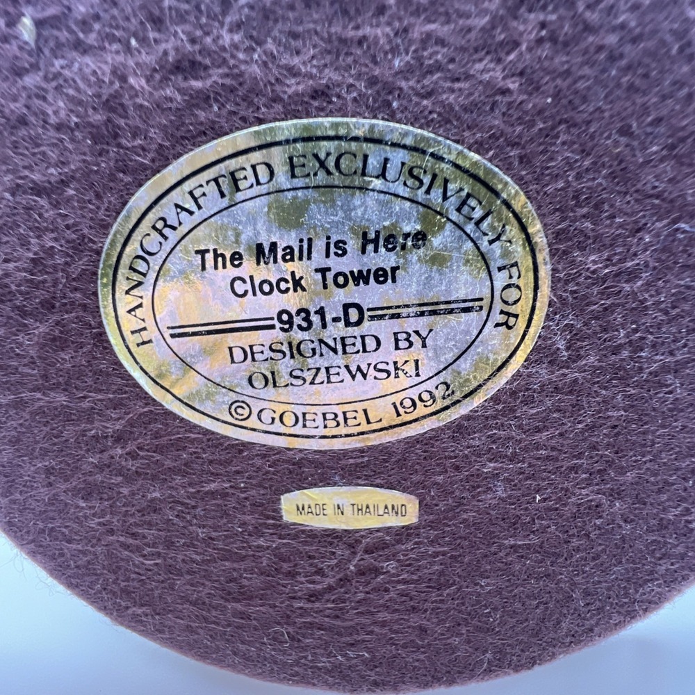 RARE Goebel/Olszewski Mail is Here Clock Tower Vignette w/Coach 1992 931D - Picture 12 of 15